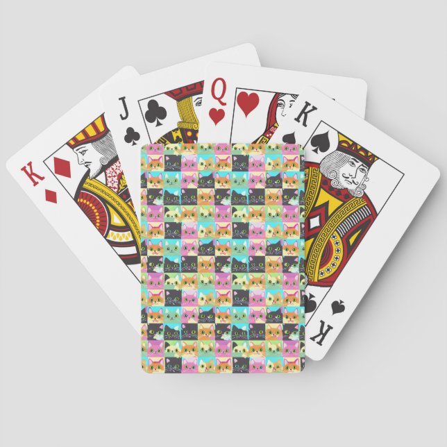 Cat Gift | Cute Kawaii Cat Pattern Playing Cards (Back)