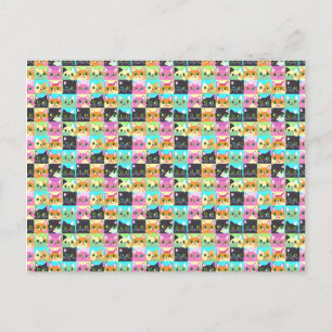 Cat Gift   Cute Kawaii Cat Pattern Postcard