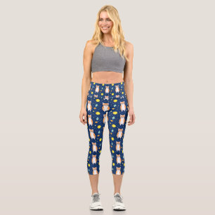 Cat Gift Space Cat Pattern Graphic Capri Leggings