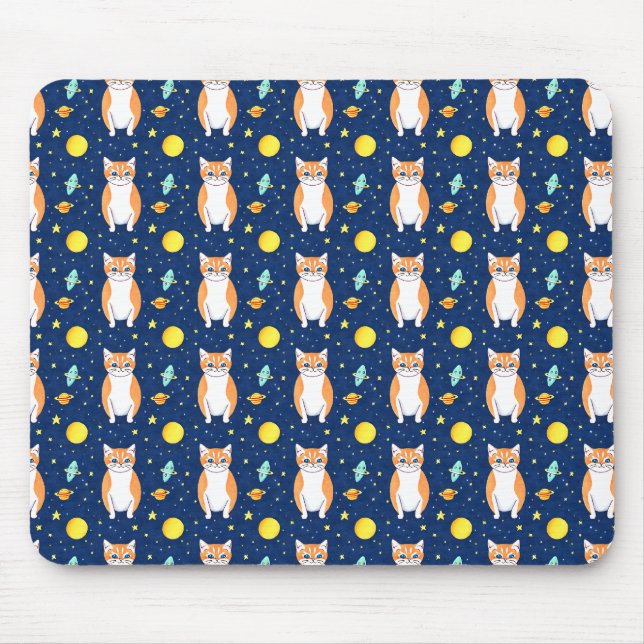 Cat Gift | Space Cat Pattern Graphic Mouse Mat (Front)