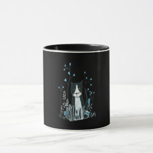 Cat Gift The Cat Alone Flower Blue Gift Cat Lover Mug