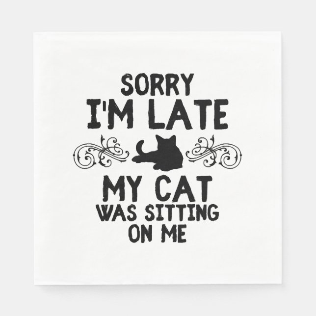 Cat gift unpunctual cat lover napkin (Front)