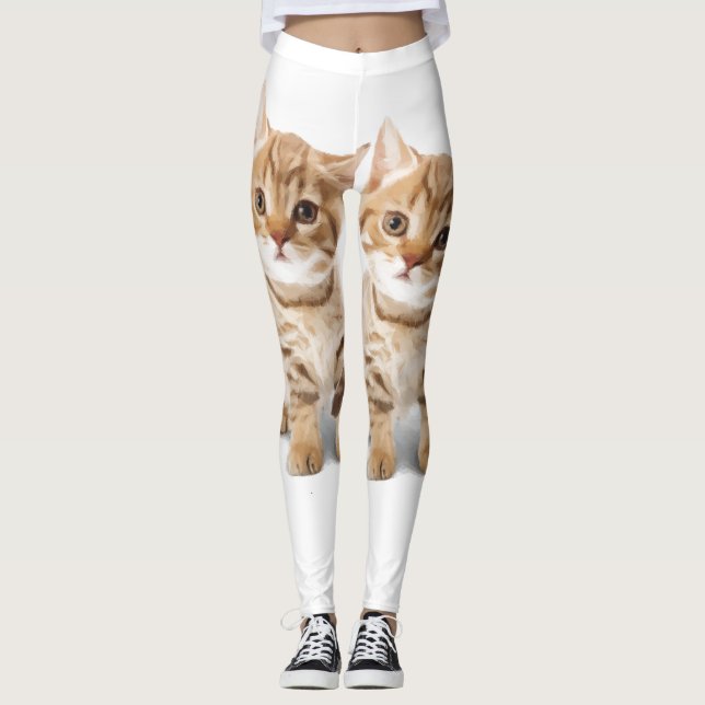 CAT GINGER KITTEN YOGA PANTS LEGGINGS (Front)