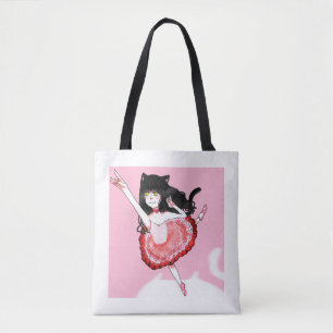 Cat Girl Ballerina Tote Bag