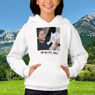 Cat Girl Kids Love Pet Photo Red Heart Black White