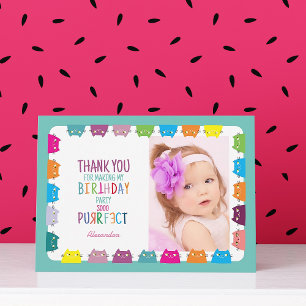 Cat Girl Photo Birthday Thank You Card