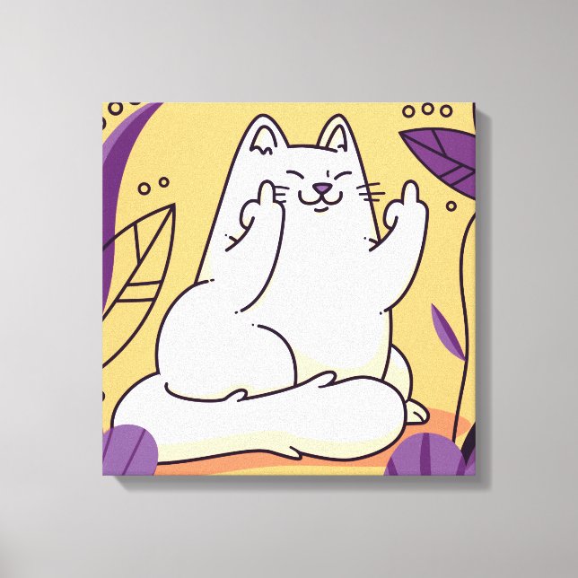Cat giving the finger canvas print (Front)