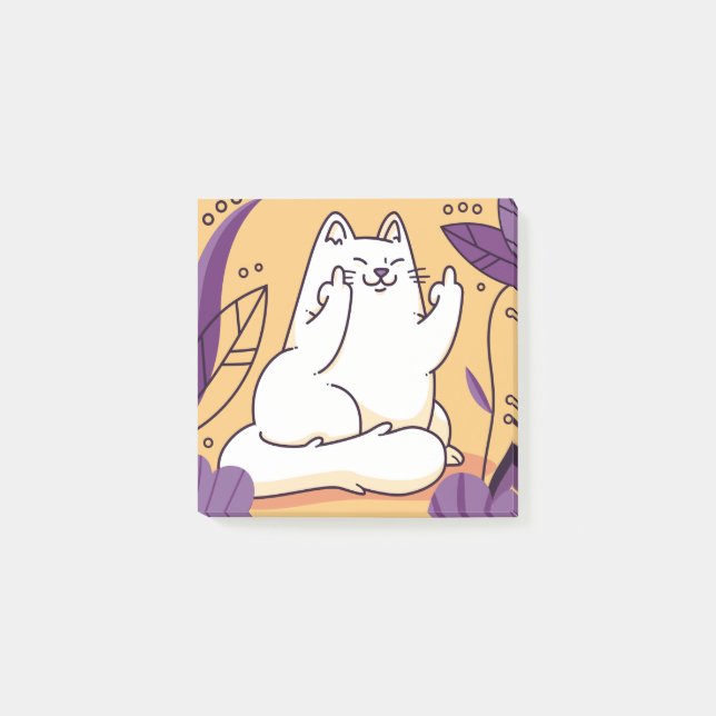 Cat giving the finger post-it notes (Front)