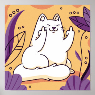 Cat giving the finger poster