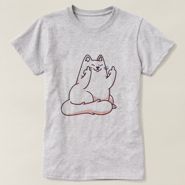Cat Giving The Finger T-Shirt (Design Front)