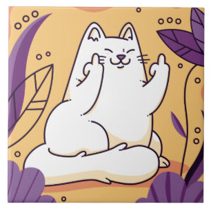 Cat giving the finger  tile