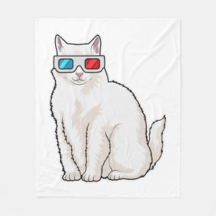 Cat Glasses Fleece Blanket