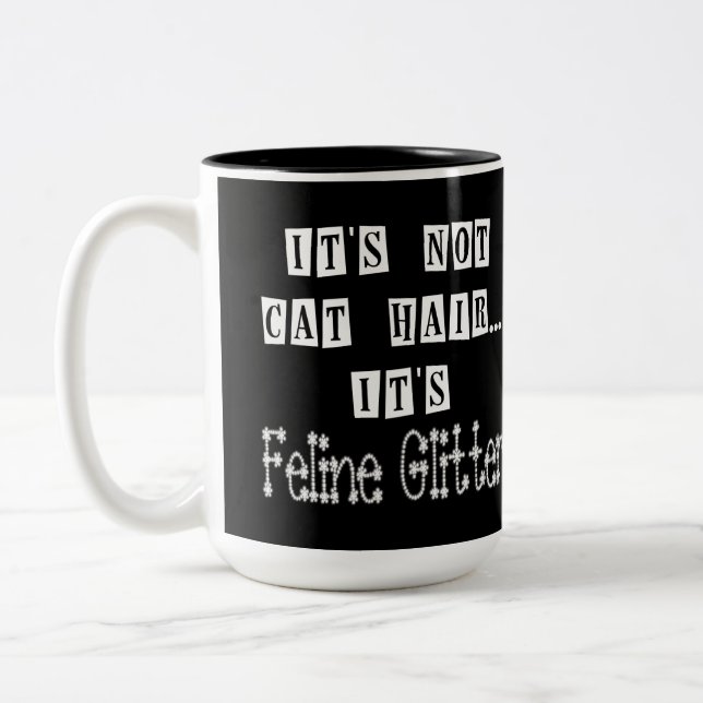 Cat Glitter Humour   Two-Tone Coffee Mug (Left)