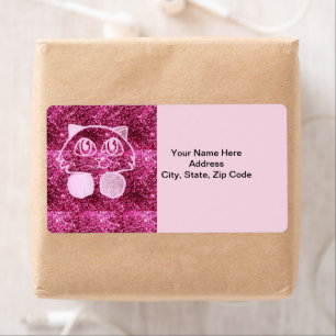 Cat Glitter Pink  Labels