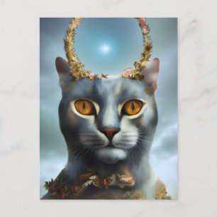 Cat God With Flowers Postcard