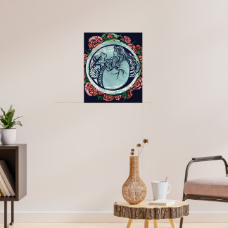 Cat Goddess Rose Poster