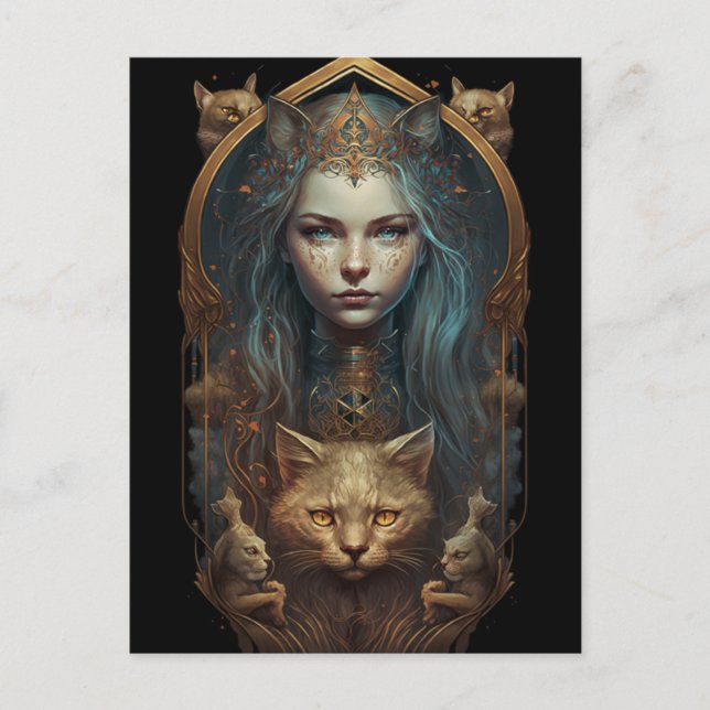 Cat goddess tarot card (Front)
