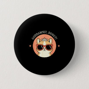 Cat - Godit, Donut! Sy Retro Cat Lover Design  6 Cm Round Badge