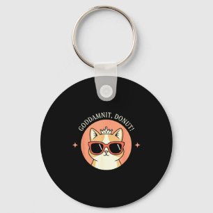 Cat - Godit, Donut! Sy Retro Cat Lover Design  Key Ring