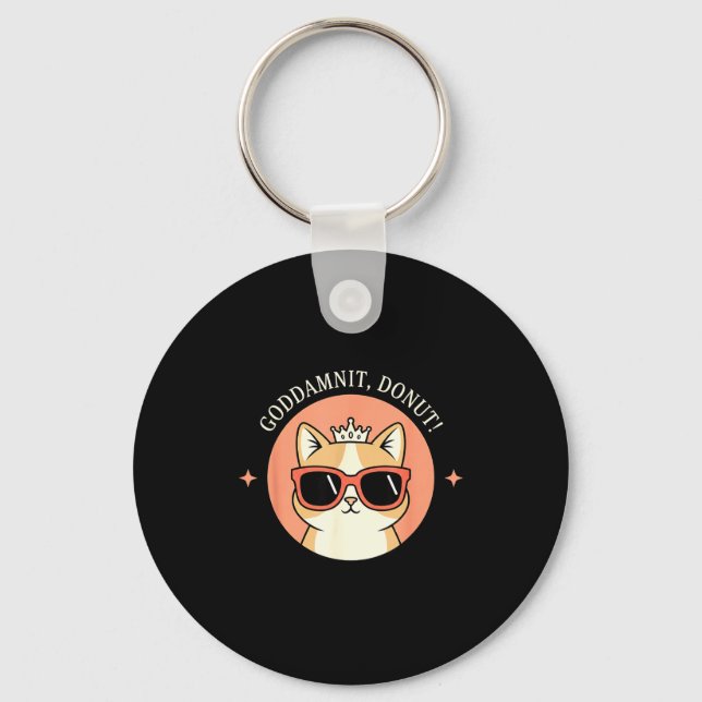 Cat - Godit, Donut! Sy Retro Cat Lover Design  Key Ring (Front)