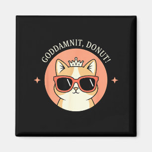 Cat - Godit, Donut! Sy Retro Cat Lover Design  Magnet