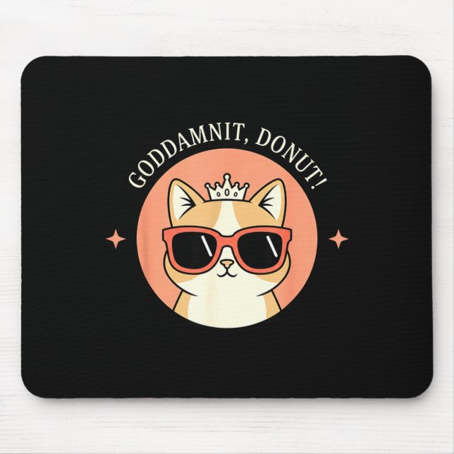 Cat - Godit, Donut! Sy Retro Cat Lover Design  Mouse Mat (Front)