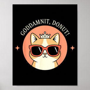 Cat - Godit, Donut! Sy Retro Cat Lover Design Poster