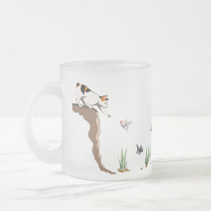 Cat Going Fishing Translucent Frosted Mug