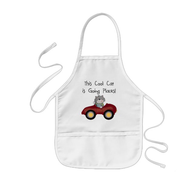 Cat Going Places Red Car tshirts and Gifts Kids Apron (Front)