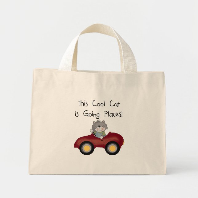 Cat Going Places Red Car tshirts and Gifts Mini Tote Bag (Front)