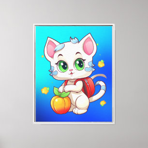 Cat Going To School-85241 Canvas Print