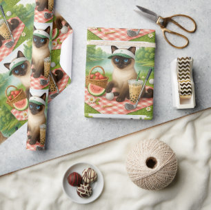 Cat Golfer is picnic in the garden Wrapping Paper