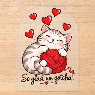 Cat Gotcha Day Card, Personalised Cat Adoption Acrylic Invitations