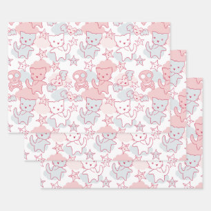 Cat Goth Skull Japanese Style Kawaii Heart Cloud Wrapping Paper Sheet