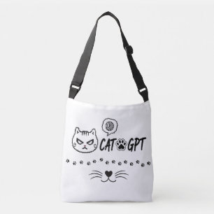 CAT GPT AI Funny Pixel Cat / Funny Cat Tech Quote  Crossbody Bag
