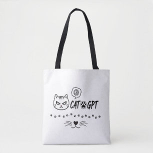 CAT GPT AI Funny Pixel Cat / Funny Cat Tech Quote  Tote Bag
