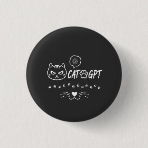 Cat Gpt Funny Pixel Cat AI / Funny Cat  Tech Quote 3 Cm Round Badge