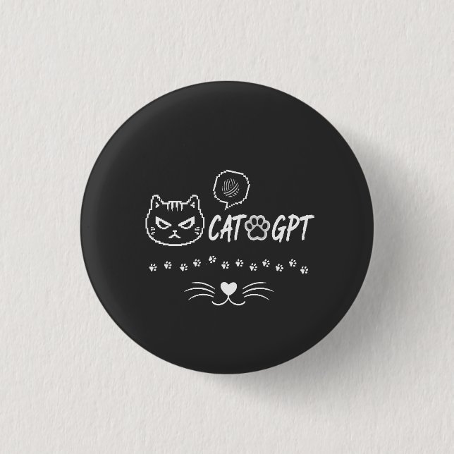 Cat Gpt Funny Pixel Cat AI / Funny Cat  Tech Quote 3 Cm Round Badge (Front)