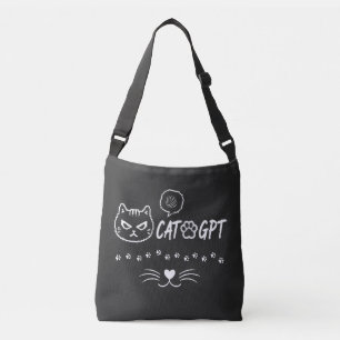 Cat Gpt Funny Pixel Cat AI / Funny Cat  Tech Quote Crossbody Bag