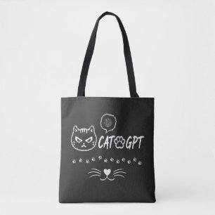 Cat Gpt Funny Pixel Cat AI / Funny Cat  Tech Quote Tote Bag