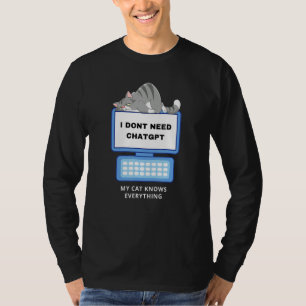 Cat GPT Working Ai Cat Tee Cool Lazy Cat Using Com