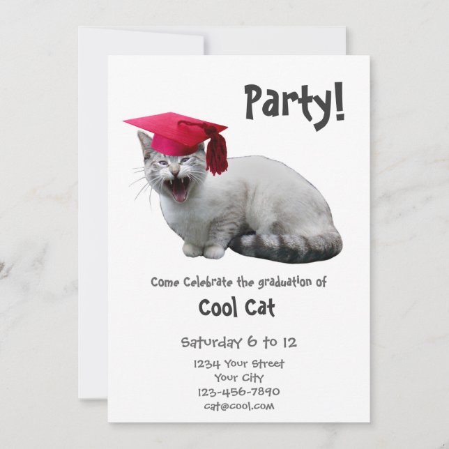Cat Graduation Party Invitation (Front)