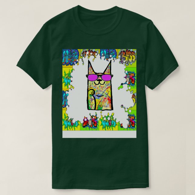 cat graffiti cool art T-Shirt (Design Front)