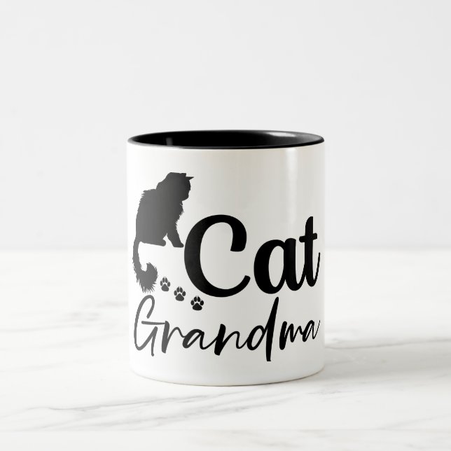Cat Grandma Kitten Pet Lover Two-Tone Coffee Mug (Center)