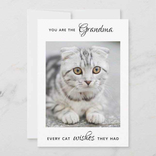 Cat Grandma Personalised Pet Photo Mother's Day Holiday Card (Front)