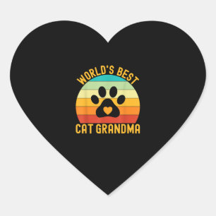 Cat Grandma World's Best Vintage Retro Heart Sticker