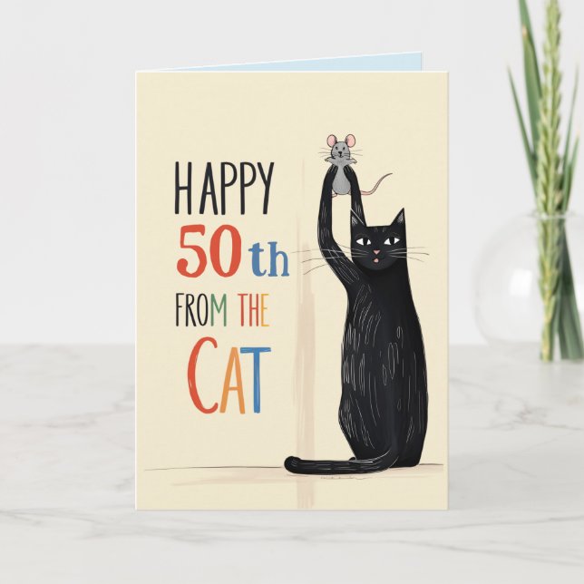 Cat greeting card Birthday Black Cat (Front)