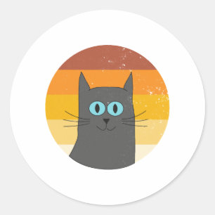 cat grey retro vintage for cat lovers classic round sticker