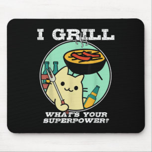 Cat Grilling Superpower Camping Bbq Funny Mouse Mat