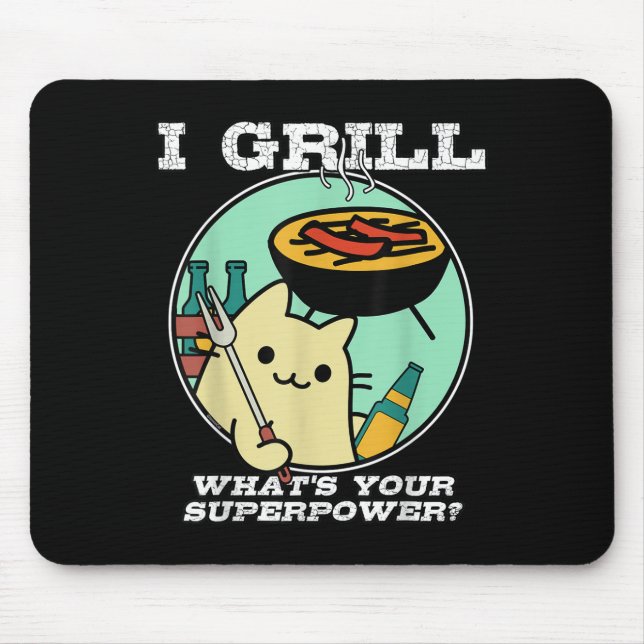 Cat Grilling Superpower Camping Bbq Funny  Mouse Mat (Front)